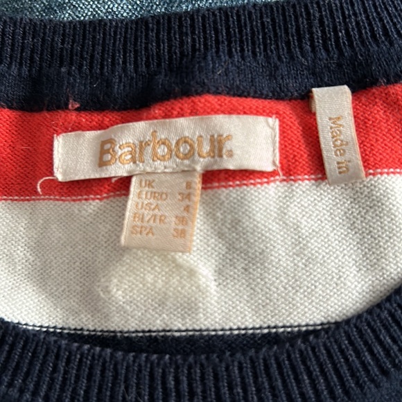 Soft cotton striped Barbour crewneck sweater. Size 4. - Picture 3 of 6